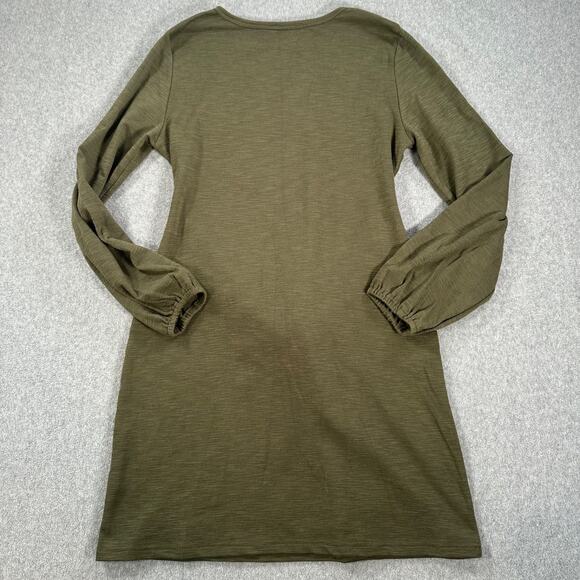 PrettyGarden Tie Front Dress Women's Medium Olive Green Ribbed Long Sleeve - Picture 8 of 8